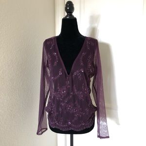 Embellished Mesh Top